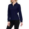 JINSHI Women’s Golf Polo Shirt Long Sleeves Zip Up Sport Active Shirts Quick Dry Athletic T-Shirt Casual Tennis Tops Slim Fit(Navy Blue)