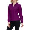 JINSHI Women’s Golf Polo Shirt Long Sleeves Zip Up Sport Active Shirts Quick Dry Athletic T-Shirt Casual Tennis Tops Slim Fit(Purple)