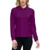 JINSHI Women’s Golf Polo Shirt Long Sleeves Zip Up Sport Active Shirts Quick Dry Athletic T-Shirt Casual Tennis Tops Slim Fit(Purple)