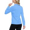 JINSHI Women’s Golf Polo Shirt Long Sleeves Zip Up Sport Active Shirts Quick Dry Athletic T-Shirt Casual Tennis Tops Slim Fit(Sky Blue)