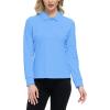JINSHI Women’s Golf Polo Shirt Long Sleeves Zip Up Sport Active Shirts Quick Dry Athletic T-Shirt Casual Tennis Tops Slim Fit(Sky Blue)