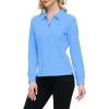 JINSHI Women’s Golf Polo Shirt Long Sleeves Zip Up Sport Active Shirts Quick Dry Athletic T-Shirt Casual Tennis Tops Slim Fit(Sky Blue)