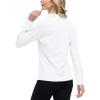 JINSHI Women’s Golf Polo Shirt Long Sleeves Zip Up Sport Active Shirts Quick Dry Athletic T-Shirt Casual Tennis Tops Slim Fit(White)