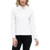 JINSHI Women’s Golf Polo Shirt Long Sleeves Zip Up Sport Active Shirts Quick Dry Athletic T-Shirt Casual Tennis Tops Slim Fit(White)
