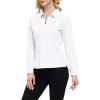 JINSHI Women’s Golf Polo Shirt Long Sleeves Zip Up Sport Active Shirts Quick Dry Athletic T-Shirt Casual Tennis Tops Slim Fit(White)