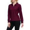 JINSHI Women’s Golf Polo Shirt Long Sleeves Zip Up Sport Active Shirts Quick Dry Athletic T-Shirt Casual Tennis Tops Slim Fit(Wine Red)