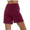 JINSHI Womens Pajama Shorts Soft Comfortable Lightweight Elastic Drawstring Modal Pajama Bottoms Lounge Shorts with Pockets(C03-wine Red/Black)