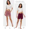 JINSHI Womens Pajama Shorts Soft Comfortable Lightweight Elastic Drawstring Modal Pajama Bottoms Lounge Shorts with Pockets(C04-wine Red/Pink)