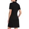 JINSHI Women’s Tennis Golf Dress Soft Sport Workout Short Sleeve Stand Collar Dresses for Women with Zipper Pockets(Upgraded Black)