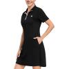 JINSHI Women’s Tennis Golf Dress Soft Sport Workout Short Sleeve Stand Collar Dresses for Women with Zipper Pockets(Upgraded Black)
