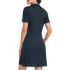 JINSHI Women’s Tennis Golf Dress Soft Sport Workout Short Sleeve Stand Collar Dresses for Women with Zipper Pockets(Upgraded Navy)