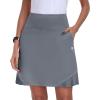 MoFiz 20″ Knee Length Skorts Skirt for Women Golf Tennis Skort High Waisted Athletic Skirt for Sports Summer Casual(Grey)
