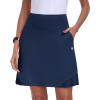 MoFiz 20″ Knee Length Skorts Skirt for Women Golf Tennis Skort High Waisted Athletic Skirt for Sports Summer Casual(Navy Blue)