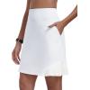 MoFiz 20″ Knee Length Skorts Skirt for Women Golf Tennis Skort High Waisted Athletic Skirt for Sports Summer Casual(White)