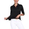 MoFiz 3/4 Short Sleeve Golf Shirt for Women Quick Dry Quarter Zip Athletic Polo Shirts Lightweight Workout Casual Tops(2025-black)