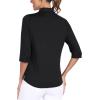MoFiz 3/4 Short Sleeve Golf Shirt for Women Quick Dry Quarter Zip Athletic Polo Shirts Lightweight Workout Casual Tops(2025-black)