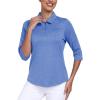 MoFiz 3/4 Short Sleeve Golf Shirt for Women Quick Dry Quarter Zip Athletic Polo Shirts Lightweight Workout Casual Tops(2025-blue)