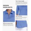 MoFiz 3/4 Short Sleeve Golf Shirt for Women Quick Dry Quarter Zip Athletic Polo Shirts Lightweight Workout Casual Tops(2025-blue)