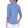 MoFiz 3/4 Short Sleeve Golf Shirt for Women Quick Dry Quarter Zip Athletic Polo Shirts Lightweight Workout Casual Tops(2025-blue)