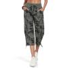 MoFiz Hiking Cargo Pants Women Summer 3/4 Long Lightweight Capri Outdoor Trousers Breathable with Zipper Pocket(20-camouflage Green)