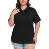MoFiz Plus Size Golf Polo Shirts for Women Zip Up Short Sleeve Collared Tennis Workout Tops Sport Athletic Activewear XL-5XL(Black)