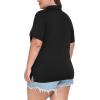 MoFiz Plus Size Golf Polo Shirts for Women Zip Up Short Sleeve Collared Tennis Workout Tops Sport Athletic Activewear XL-5XL(Black)