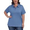 MoFiz Plus Size Golf Polo Shirts for Women Zip Up Short Sleeve Collared Tennis Workout Tops Sport Athletic Activewear XL-5XL(Blue)