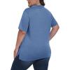 MoFiz Plus Size Golf Polo Shirts for Women Zip Up Short Sleeve Collared Tennis Workout Tops Sport Athletic Activewear XL-5XL(Blue)