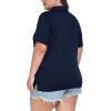 MoFiz Plus Size Golf Polo Shirts for Women Zip Up Short Sleeve Collared Tennis Workout Tops Sport Athletic Activewear XL-5XL(Navy Blue)