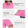 MoFiz Plus Size Golf Polo Shirts for Women Zip Up Short Sleeve Collared Tennis Workout Tops Sport Athletic Activewear XL-5XL(Rose Red)