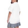 MoFiz Plus Size Golf Polo Shirts for Women Zip Up Short Sleeve Collared Tennis Workout Tops Sport Athletic Activewear XL-5XL(White)