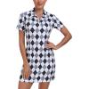MoFiz Short Sleeve Polo Dresses with Zipper for Women Comfy Stretchy Tennis Dress Sport Casual Wear Golf Outfits(2025-black Plaid)