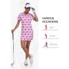 MoFiz Short Sleeve Polo Dresses with Zipper for Women Comfy Stretchy Tennis Dress Sport Casual Wear Golf Outfits(2025-pink Plaid)