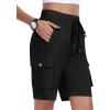 MoFiz Women’s 10″ Hiking Cargo Shorts Lightweight Quick Dry Outdoor Running Athletic Short Summer Travel Loose 6 Pockets(B01-black)