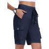 MoFiz Women’s 10″ Hiking Cargo Shorts Lightweight Quick Dry Outdoor Running Athletic Short Summer Travel Loose 6 Pockets(B02-navy)