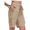 MoFiz Women’s 10″ Hiking Cargo Shorts Lightweight Quick Dry Outdoor Running Athletic Short Summer Travel Loose 6 Pockets(B03-khaki)