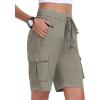 MoFiz Women’s 10″ Hiking Cargo Shorts Lightweight Quick Dry Outdoor Running Athletic Short Summer Travel Loose 6 Pockets(B04-grey Khaki)