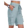 MoFiz Women’s 10″ Hiking Cargo Shorts Lightweight Quick Dry Outdoor Running Athletic Short Summer Travel Loose 6 Pockets(B05-dusty Blue)