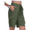 MoFiz Women’s 10″ Hiking Cargo Shorts Lightweight Quick Dry Outdoor Running Athletic Short Summer Travel Loose 6 Pockets(B06-army Green)