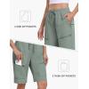 MoFiz Womens 10″ Long Shorts for Women Knee Length Quick Dry Women Hiking Cargo Athletic Travel Golf Shorts with Zip Pockets(Ab-gray Green)