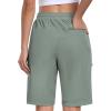 MoFiz Womens 10″ Long Shorts for Women Knee Length Quick Dry Women Hiking Cargo Athletic Travel Golf Shorts with Zip Pockets(Ab-gray Green)