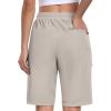 MoFiz Womens 10″ Long Shorts for Women Knee Length Quick Dry Women Hiking Cargo Athletic Travel Golf Shorts with Zip Pockets(Ac-light Khaki)