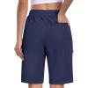 MoFiz Womens 10″ Long Shorts for Women Knee Length Quick Dry Women Hiking Cargo Athletic Travel Golf Shorts with Zip Pockets(Ad-navy Blue)
