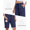 MoFiz Womens 10″ Long Shorts for Women Knee Length Quick Dry Women Hiking Cargo Athletic Travel Golf Shorts with Zip Pockets(Ad-navy Blue)