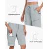 MoFiz Womens 10″ Long Shorts for Women Knee Length Quick Dry Women Hiking Cargo Athletic Travel Golf Shorts with Zip Pockets(Af-light Gray)