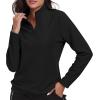 MoFiz Women’s 1/4 Zip Polar Fleece Pullover Long Sleeve Soft Lightweight Warm Winter Jacket Top(Black)