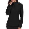 MoFiz Women’s 1/4 Zip Polar Fleece Pullover Long Sleeve Soft Lightweight Warm Winter Jacket Top(Black)