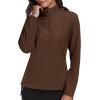 MoFiz Women’s 1/4 Zip Polar Fleece Pullover Long Sleeve Soft Lightweight Warm Winter Jacket Top(Brown)