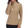 MoFiz Women’s 1/4 Zip Polar Fleece Pullover Long Sleeve Soft Lightweight Warm Winter Jacket Top(Khaki)