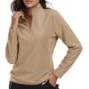 MoFiz Women’s 1/4 Zip Polar Fleece Pullover Long Sleeve Soft Lightweight Warm Winter Jacket Top(Khaki)